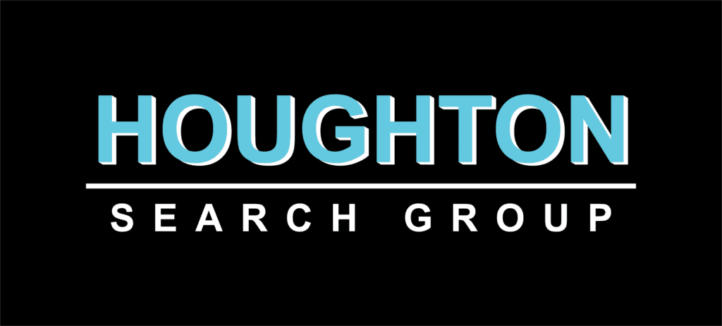 Houston search group logo on a black background.